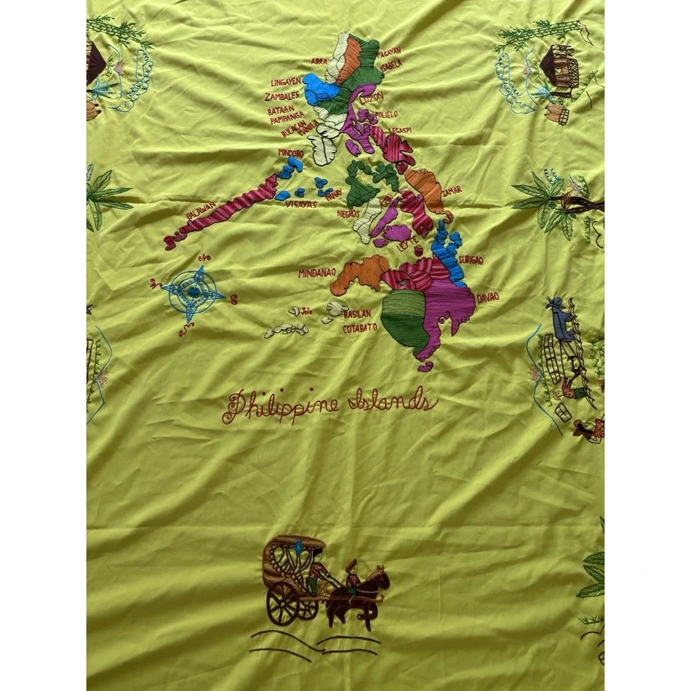 Philippine Islands Tablecloth Embroidered Map Of Philippines Tablecloth 100 x 84